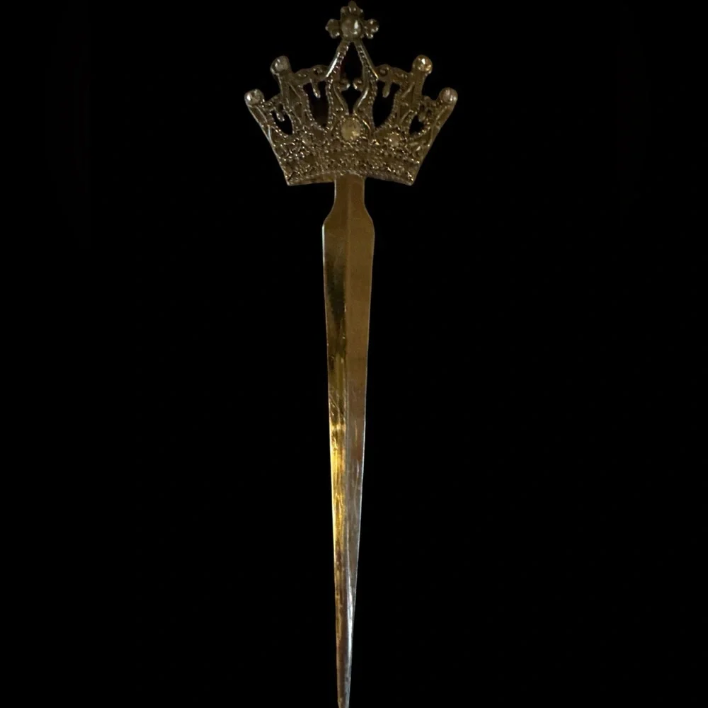 Silver Tone & Rhinestone Crown Letter Opener